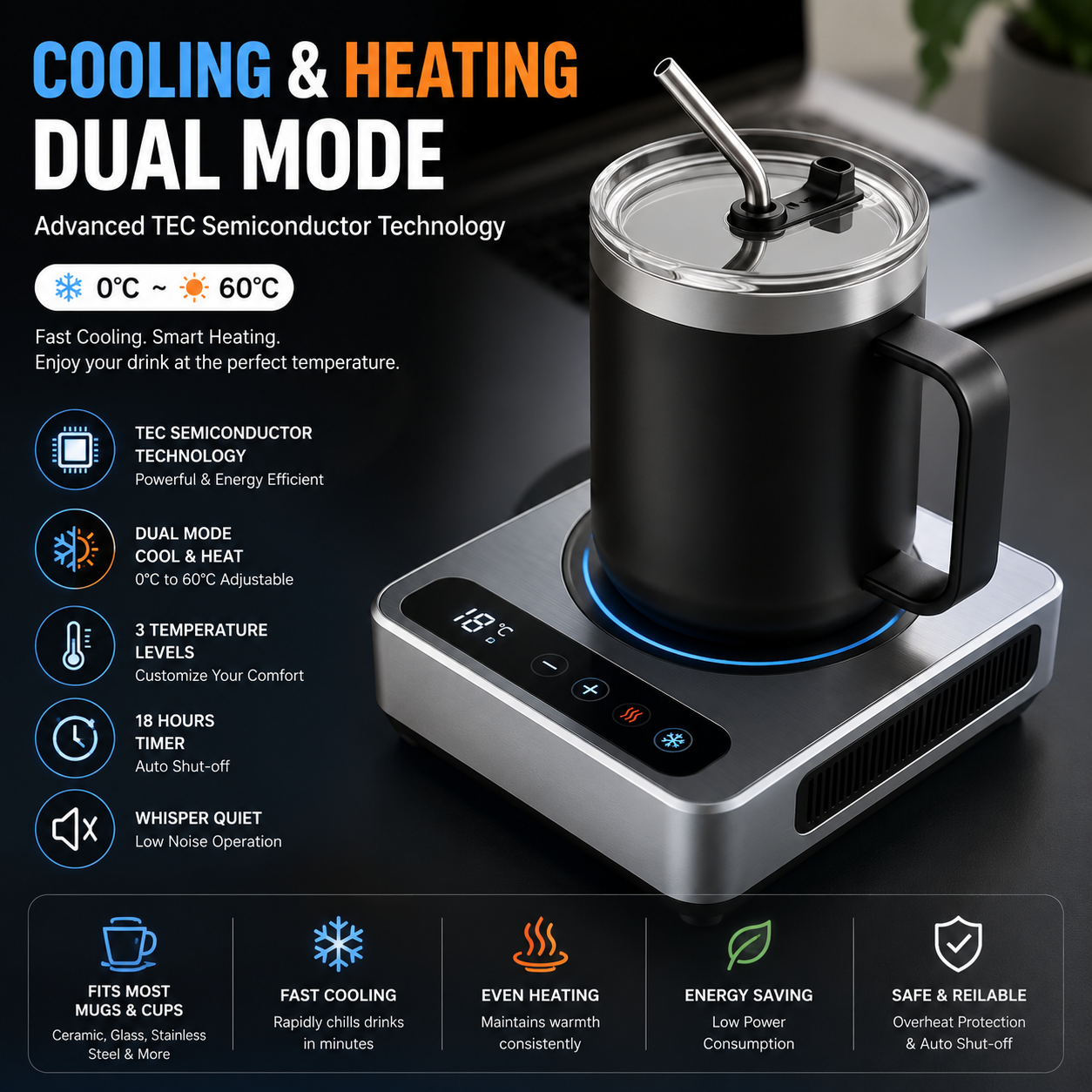Premium Mug Warmer with Fast Cooling Technology – Smart Temperature Control