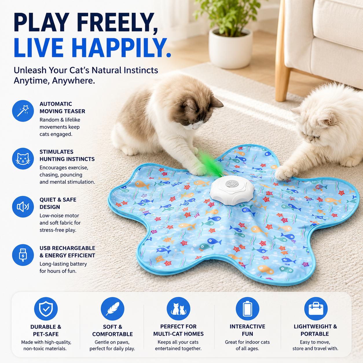 Interactive Electric Cat Toy Mat – Smart Moving Teaser for Indoor Cats