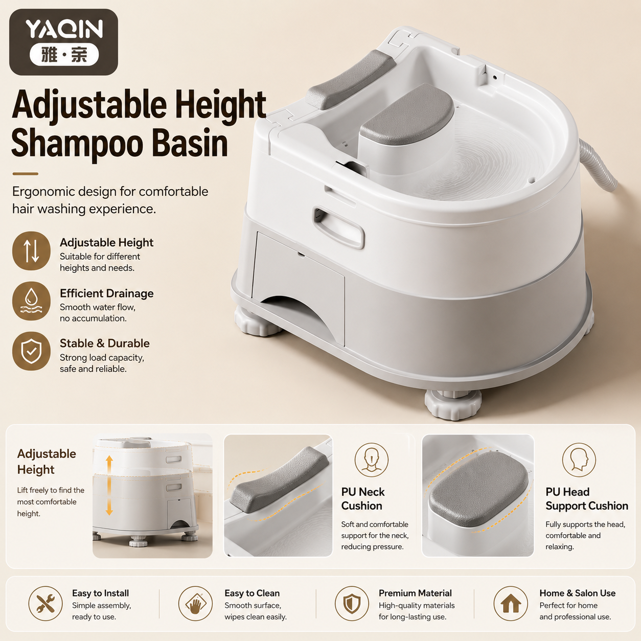 Portable Adjustable Shampoo Basin – Professional Home Hair Washing Station