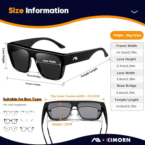 Fit Over Glasses Sunglasses for Women Men Trendy Square Shades Sun glasses Polarized UV400 Protection