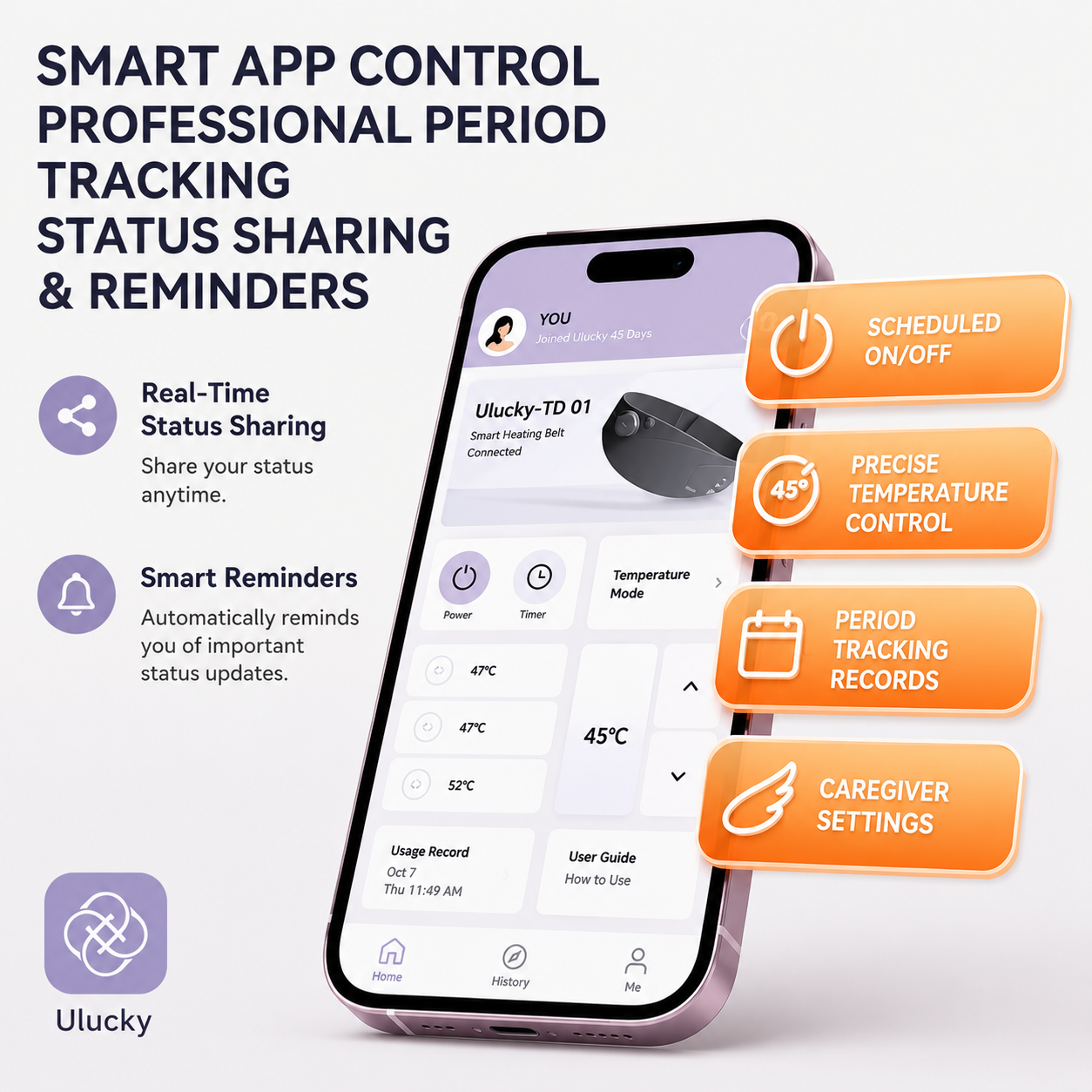 Luxury Smart Heating Belt for Period Relief – App Controlled | Premium Graphene Warm