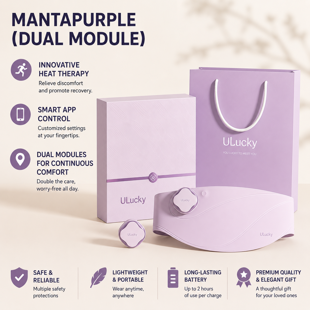 Luxury Smart Heating Belt for Period Relief – App Controlled | Premium Graphene Warm